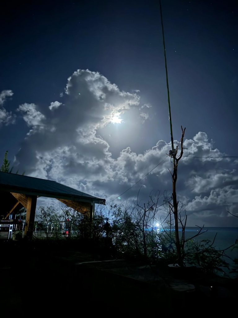 A vertical antenna of T2M at night