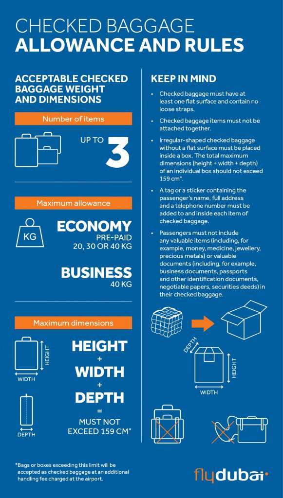 FlyDubai checked-in luggage allowance