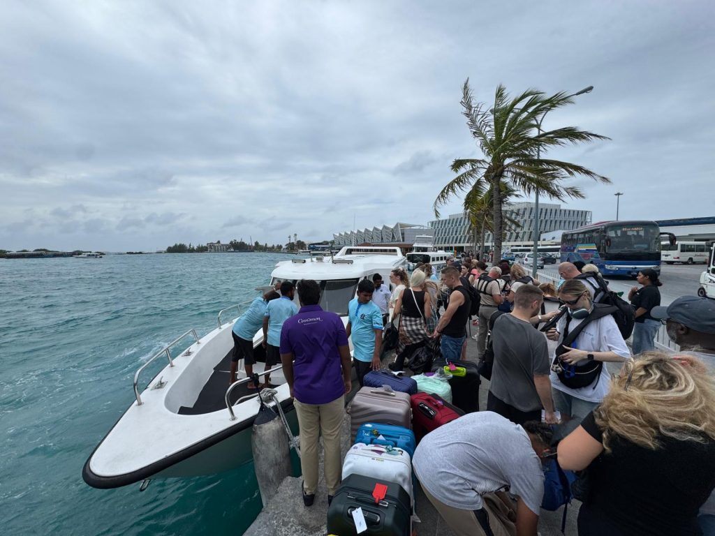 Embarking the speedboat in Male
